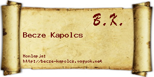 Becze Kapolcs névjegykártya